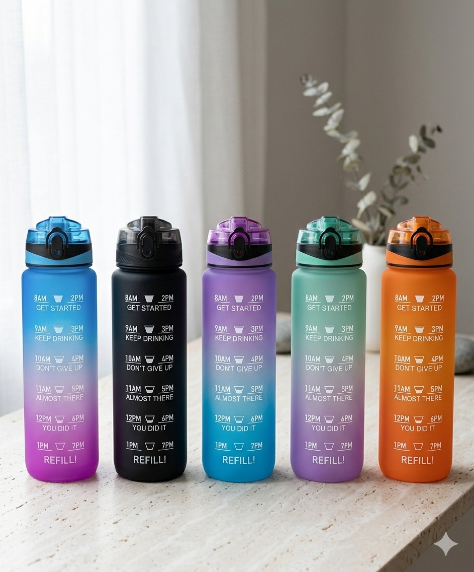 Motivational Fitness Water Bottle with Time Marker